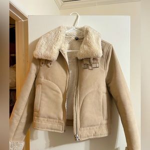 Faux leather jacket with fleece